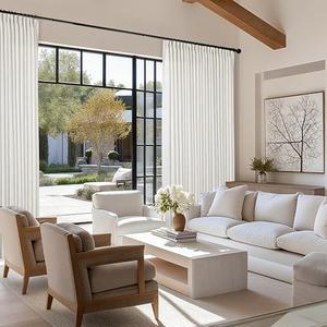 TWODRAPES Custom Blackout Thick Linen Curtains for Living Room Bedroom Windows Memory Trained Semi Sheer Pleated Drapes for Sliding Glass Door Customizable Window Treatments in Size and Color 1 Panel