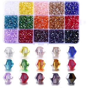 2mm Bicone Beads for Bracelet Making, FANGZHIDI 4500pcs AB Colorful Glass Beads for Suncatchers Jewelry Beading Supplies Handmade Crafts. 15 Color Assortments