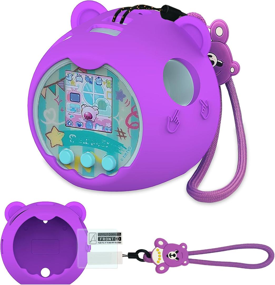 JCHPINE Silicone Cover Case for Punirunes Interactive Digital Toy, Protective Skin Sleeve for Punirunes Digital Pet Toys Squishy Characters Electronic Pets Accessories (Purple Case)