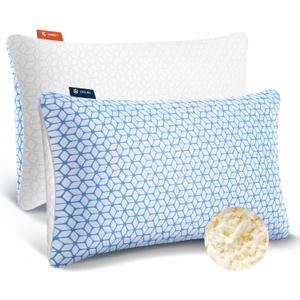 Love Attitude Shredded Memory Foam Pillows Queen Size Set of 2, Cooling Firm Pillows Queen Size 2 Pack for Bed, Adjustable for Side Back Stomach Sleepers
