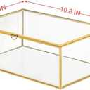 10.8 Glass Jewelry Box Gold Card Box with Hinged Lid, Gold Keepsake Box for Storage Wedding Card, Trinkets, Photo and More, Cute Glass Box for Women and Girl,Vintage