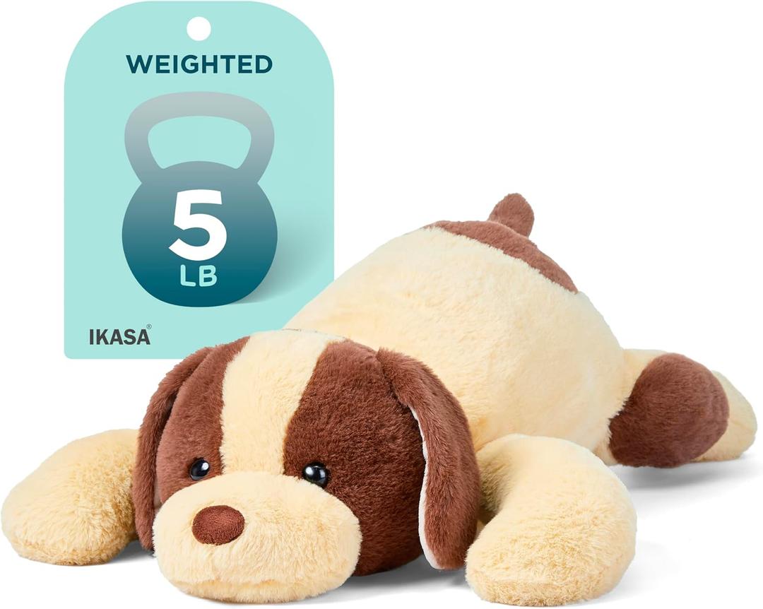 IKASA 5lbs Weighted Stuffed Animal Dog,27.5 inches Plush Toy Giant Large Big Jumbo Soft Puppy,Huge Size Cute Fat Plushie,Gift for Kids