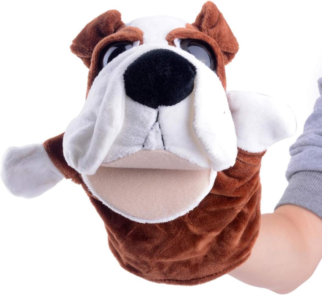 Plush Dog Puppy Open Mouth Hand Puppets Animal Toys Imaginative Pretend Play Storytelling