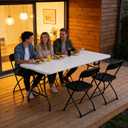 6FT Folding Table, Heavy Duty Plastic Fold-in-Half Tables with Carry Handles, Portable Utility Tables with Steel Legs for Wedding, Party, Camping, Picnic, Catering, Events, Indoor Outdoor Use,White