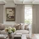 Pinch Pleated Linen 102 Inch Curtains 60 Inch Width for Living Room Divider Light Filtering Semi Sheer Burlywood Taupe Extra Wide Patio Curtains for Sliding Door Floor Ceiling Picture Window 60x102