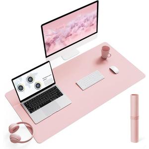 Writing Desk Pad Protector, YSAGi Anti-Slip Thin Mousepad for Computers,Office Desk Accessories Laptop Waterproof Desk Protector for Office Decor and Home (Pink, 35.4" x 17")