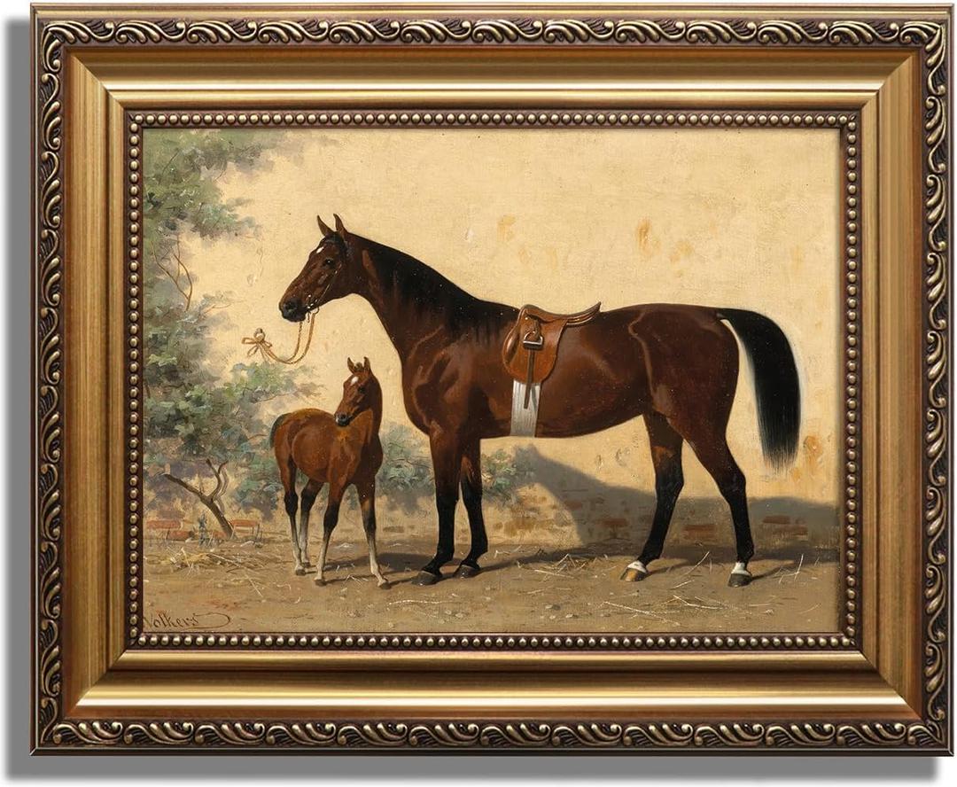 KBKBART Gold Framed Vintage Wall Art, Vintage Horse Painting Farmhouse Decor, Rustic Antique Western Art Prints Wall Hanging Decor for Living Room, Bathroom, Office, Bedroom (9"x12") KBKBART Gold Framed Vintage Wall Art, Vintage Horse Painting Farmhouse Decor, Rustic Antique Western Art Prints Wall Hanging Decor for Living Room, Bathroom, Office, Bedroom (9"x12")