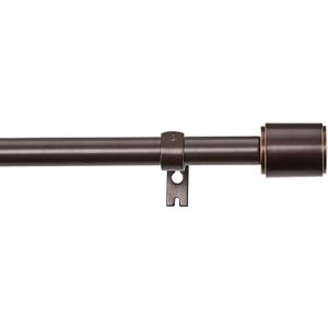 Amazon Basics Adjustable 1-Inch Extendable Curtain Rod for Windows, Cap Finials, 72" to 144", Bronze