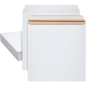 Stay Flat Rigid Mailers with Self Adhesive Seal, Bulk White Cardboard Envelopes for Shipping Photos, Mailing Calendars, Art Prints, CDs, Documents (12x12 inches)25-Pack