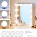 Hollywood Style Led Vanity Mirror Lights Kit - Vanity Lights Have 10 Dimmable Light Bulbs for Makeup Dressing Table and Power Supply Plug in Lighting Fixture Strip, White (No Mirror Included) (10 Bulbs)