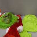 Adrinfly Christmas Big Monster Santa Suit - Adult Green Deluxe Santa Costume With Mask XXL