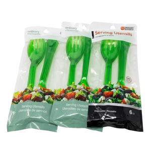 Green Plastic Serving Utensils - (Set of 4) - Durable and Reusable Flatware for Everyday Use, Formal Dining, and Special Occasions