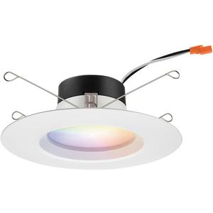Juno RB56SC RGBW MW L/SKTWHIP M6 RetroBasics Smart Recessed LED Trim Kit, Tunable White 2700K - 5000K, RGBW Color Changing, Smooth Trim, Matte White, 5-Inch to 6-Inch