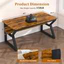 Aevum azn 55 inch Computer Desk with Storage Shelf, K-Shaped Office Desk with Sturdy Metal Frame, Writing Gaming Work Desk with Waterproof Surface for Home Office & Bedroom, Rustic Brown 20"D x 55"W x 28.5"H