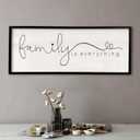 Family is Everything Wall Decor 32"x12" Living Room Large Warm Wood Framed Farmhouse Vintage Sign Home Beautiful And Simple Ready To Hang Hallway Entryway Wall Art Decoration (Black)