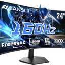 SANSUI 24 Inch Curved 160Hz Gaming Monitor,1500R Curved Gaming Monitor FHD 1080P Computer Monitor,MPRT 1ms Fast VA Display,Freesync,HDR,3000:1, HDMI2.0,DP1.4, VESA Support(ES-G24C1L HDMI Cable Incl.)