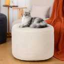 Round Ottoman Foot Rest Pouf for Living Room Couch - Soft Plush Hassock, 26"D x 26"W x 18"H
