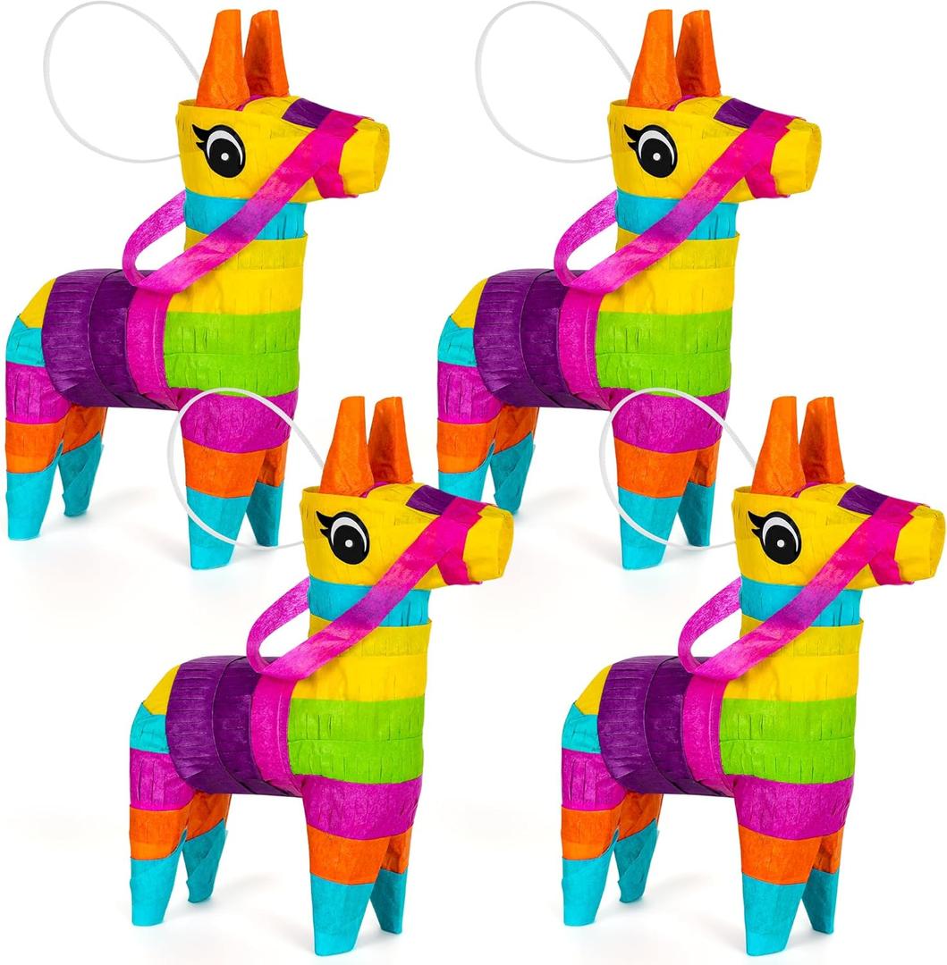 8 PCS Mini Cinco de Mayo Pinatas, 5.51 x 1.97 x 7.28 Inches Cinco de Mayo Decorations, Colorful Donkey Mexican Fiesta Party Decorations, Donkey Pinata for Table Home Office Taco Tuesday Event