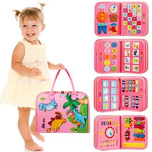 Winblo Toddler Busy Board - Montessori Toys for Toddler Girl Birthday Gift, Educational Learning Sensory Busy Book for Toddlers Girls, Toddlers Activities Toy for Airplane Car Travel