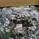 24 inch White Christmas Wreath,Winter Wreaths for Front Door with Pinecones Berries for Fireplace Xmas Decorations,Front Porch Decor and Wall Window Decor