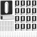 16pcs Metal Mirror Holder Kit, J Type Mirror Hanger Clip Kit with Screws Rubber Pads Mirror Hooks Heavy Duty Mirror Hanger Hardware for Frameless Mounting Wall Tile Billboard Display (Silver)