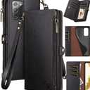 XcaseBar for Samsung Galaxy Note 20 Wallet case with Zipper Credit Card HolderRFID Blocking, Flip Folio Book PU Leather Phone case Shockproof Cover Women Men for Samsung Note20 case Black