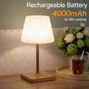 Shower Lamp Waterproof,4000mAh Battery Rechargeable Cordless Table Lamp for Indoor & Outdoor Use,3 Color-temps & Dimmable LED Night Light for Shower Bathroom Bedroom Restaurant Home 10.8"H- Wood Grain