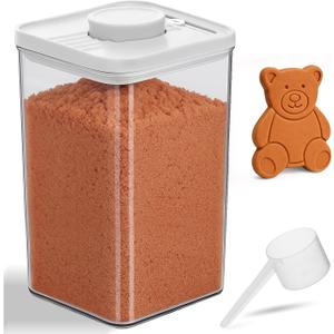 Juome Airtight Brown Sugar Container, 2.75QT(88OZ/2.6L) Clear Brown Sugar Saver Keeper Jar Food Storage Containers with Lids for Flour, Cookie, Salt, Kitchen Accessories