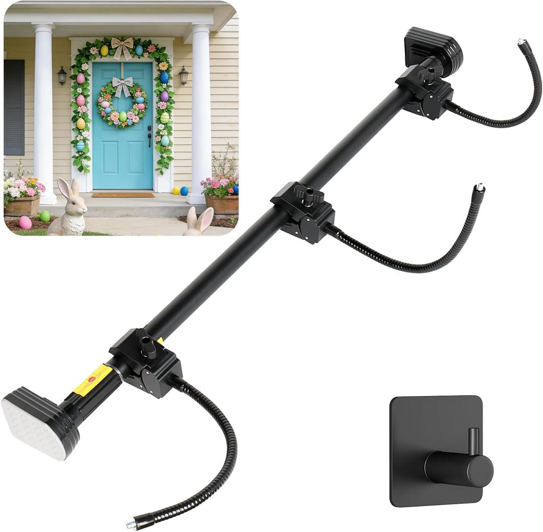 Garland Hanger for Front Door,Adjustable Fits 32"- 39" Doors,Load Capacity 20 lbs No Screws and Drilling,Easter Independence Day Decoration Holder for Wreaths,Lights & More