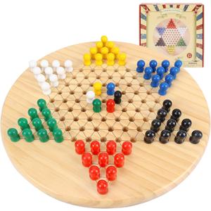 Gothink Chinese Checkers Board Game Toy for Adults Seniors Kids, 11.5 inches Classic Wooden Checkers Game Set, 66 Wooden Pegs in 6 Bright Colors, Fun Family Board Games for All Ages