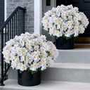 Juxdp 2 Sets of Artificial Camellia Topiary Ball Trees - Fake Flower Potted Plants, UV Resistant Faux Camellia Potted Bushes for Front Door, Farmhouse, Porch, Garden, Outdoor Decoration (White)