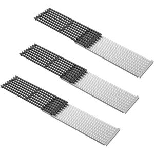 BBQ-PLUS 17'' x 6" Stainless Steel Infrared Emitter Plate and Cast Iron Grill Grates Replacement for Charbroil TRU-Infrared 2015 and Newer Commercial,Signature, Professional Series Gas Grill