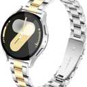 Melyis Slim Stainless Steel Band for Samsung Galaxy Watch 7 Band 6 5 4, Metal 20mm Strap for Samsung Watch Bands 40mm 44mm, Women Strap fits Galaxy Watch 6 Classic/5 Pro/4 Classic/Active 2-Silver/Gold