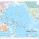 Pacific Ocean Wall Map - 34" x 27.75" Laminated