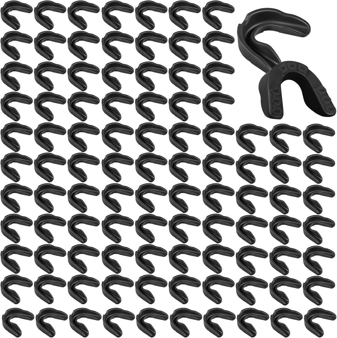 Kathfly 100 Pcs Youth Mouth Guard for Sports Mouthguard Athletic Football Mouth Guard Football Mouthpiece Gum Protection for Boxing Basketball Hockey Karate(Black)