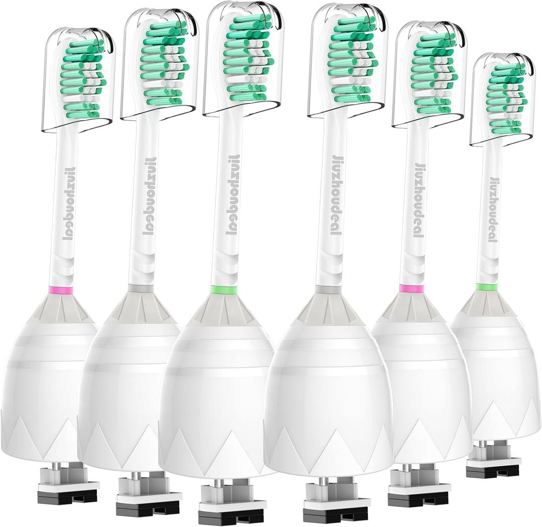 Jiuzhoudeal Replacement Toothbrush Heads for Philips Sonicare E-Series, Compatible with Sonicare Essence, Elite, Advance, CleanCare Screw-on Electric Toothbrush HX7022/66, 6 Pack
