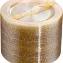 WELLIFE 60PCS Gold Glitter Dessert Plates and 60PCS Plastic Forks, 6.3 inch Disposable Dessert Plates for 60 Guests, Durable Gold Glitter Cake Plate, Perfect for Party