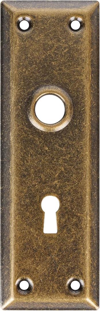2 Pack Mortise Lock Door Plates for Interior Doors, Old Style Mortise Door Knob Backplate Replacement, Vintage Antique Brass Door Escutcheon Plates