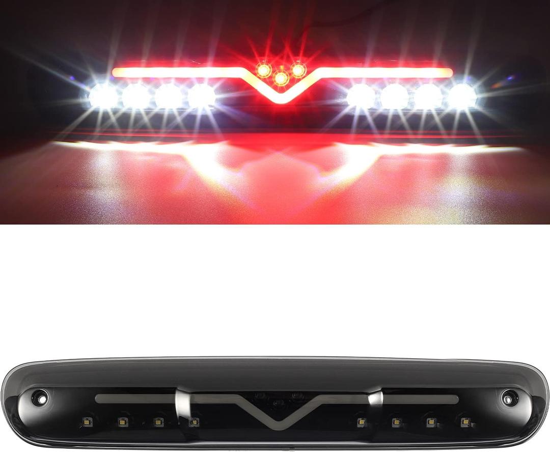 Partsam High Mount Stop Light Led 3rd Brake Replacement for 07-13 Silverado/Sierra 1500 2500HD 3500HD Third Rear Cab Roof Center Tail Cargo Lamp(Smoke Lens)