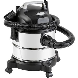 Amazon Basics Wet Dry Shop Vacuum Cleaner, 4 Gallon, 3 HP Stainless Steel, Grey/Black
