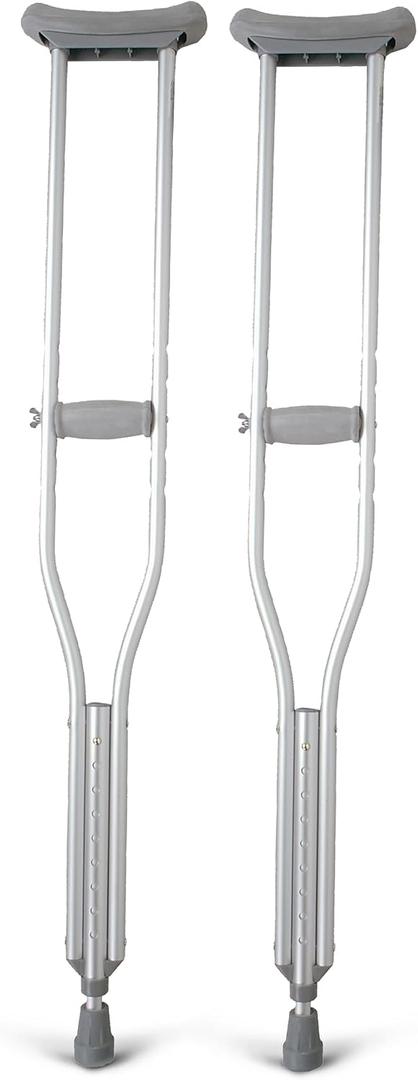 Medline Medium Aluminum Crutches For Adults & Seniors 5’2”–5'10" Tall, Walking Aid For Reliable Balance, Comfortably Holds Up To 300 lbs., 4 Pairs