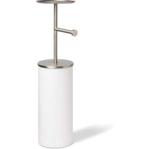 Umbra Portaloo Toilet Paper Stand and Reserve, White/Nickel (With Storage + Shelf)