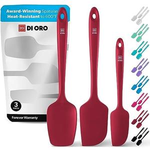 DI ORO® 3-Piece Silicone Spatula Set - 315°C Heat Resistant Non Stick Rubber Kitchen Spatulas for Cooking and Baking - Award-Winning Professional Grade Spatula Set - Best Silicone Utensil Set