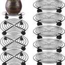 8 Packs Large Metal Plant Caddy 13.8 Plant Dolly with Wheels Heavy-Duty Wrought Iron Rolling Plant Stand with Casters Indoor and Outdoor Plant Pot Mover Rollers Black, Plant Saucers