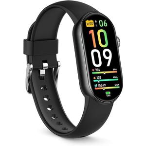 FITVII Ole Fitness Tracker with 24/7 Heart Rate and Blood Pressure Monitor, Blood Oxygen Sleep Tracking Step Calories Counter IP68 Waterproof Activity Tracker for Women Men (Black)