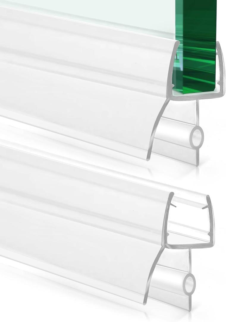 Bathroom Shower Door Seal Strip, 2PCS 36 Inch Shower Door Bottom Seal Strips, PVC Transparent Shower Door Seal Strip for 1/4"(6MM) Frameless Shower Door