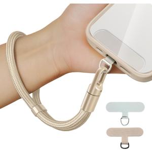 KIMAGIC Rotating Self-Locking Wrist Strap Phone Lanyard, Anti-Slip, with Two Phone Tabs (Nylon & Stainless Steel) (Camel) (13 Upgraded and Adjustable - Camel)
