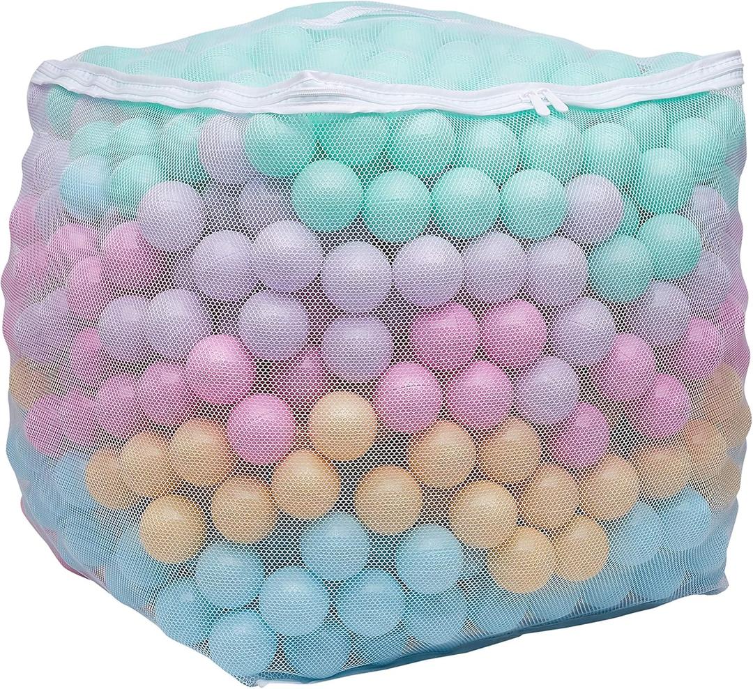 Amazon Basics BPA-Free Ball Pit Balls with Storage Bag, Crush-Proof Plastic for Toddlers Kids 12+ Months Play, 6 Pastel Colors, 1000 Count