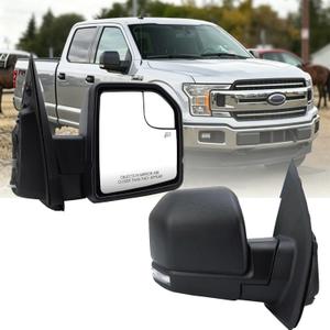 Right Passenger Side Door Mirror Assembly Compatible with Ford F150 2015 2016 2017 2018 2019 2020 with Turn Signal, Power Heated, Blind Spot Glass, Temperature Sensor Replace FL3Z17682CB (8 Pins)