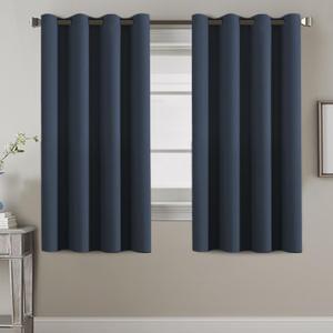 H.VERSAILTEX Thermal Insulated Blackout Curtains for Bedroom 63 Inches Long Grommet Window Treatment Panel for Living Room Energy Efficient Curtains - Solid in Navy Blue - One Panel, 52" W x 63" L